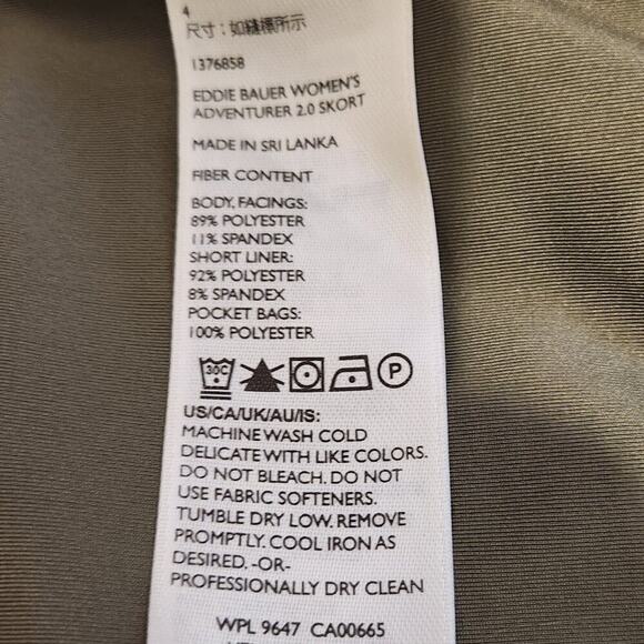 Eddie Bauer Skort Green Arrow Hiking Fishing Camping Glamping Outdoors - Size 4 - Picture 7 of 7